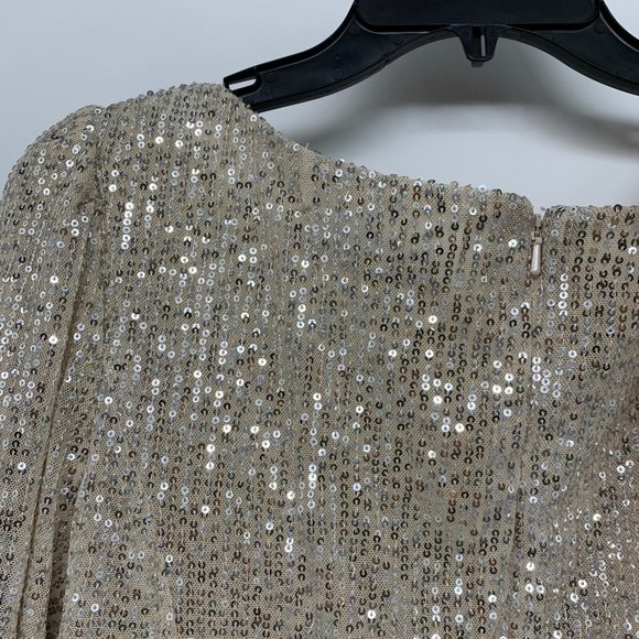 IEENA Mac Duggal Dress 26395 Long Sleeve Sequin Wrap V Neck Gown - Picture 12 of 16